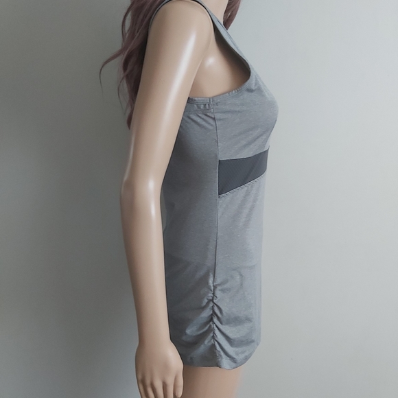 Roots tank top Medium gray workout long line exercise Sleeveless v neck - Picture 4 of 13